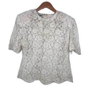 Brilliante by JA Beaded Jeweled Embellished Elegant Formal‎ Evening Top Size XL